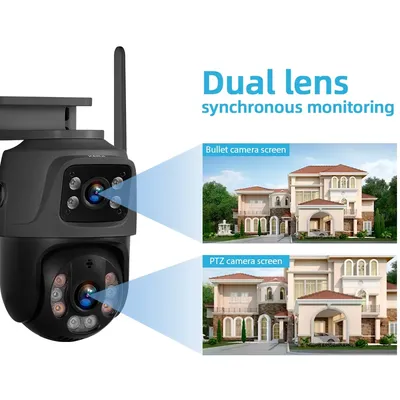 KERUI 6MP HD PTZ WiFi IP Camera Outdoor Wireless Dual Lens Camera Onvif Home Security Surveillance CCTV Video Human Detect Icsee