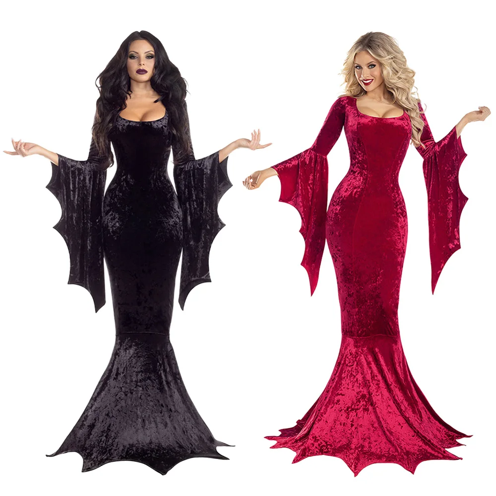 Fantasia Vampir Cosplay Kleider Fledermaus Ärmel Hexe Kleidung Halloween Disfraz Kostüm Erwachsene Frauen Fantasy Karneval Party Kleidung Image