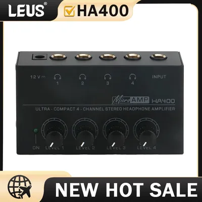 LEUS HA400 Mini Amplifier Headphone Amplifier 4 Channels Ultra-Compact Stereo Audio Amplifier Earphone Amplifier