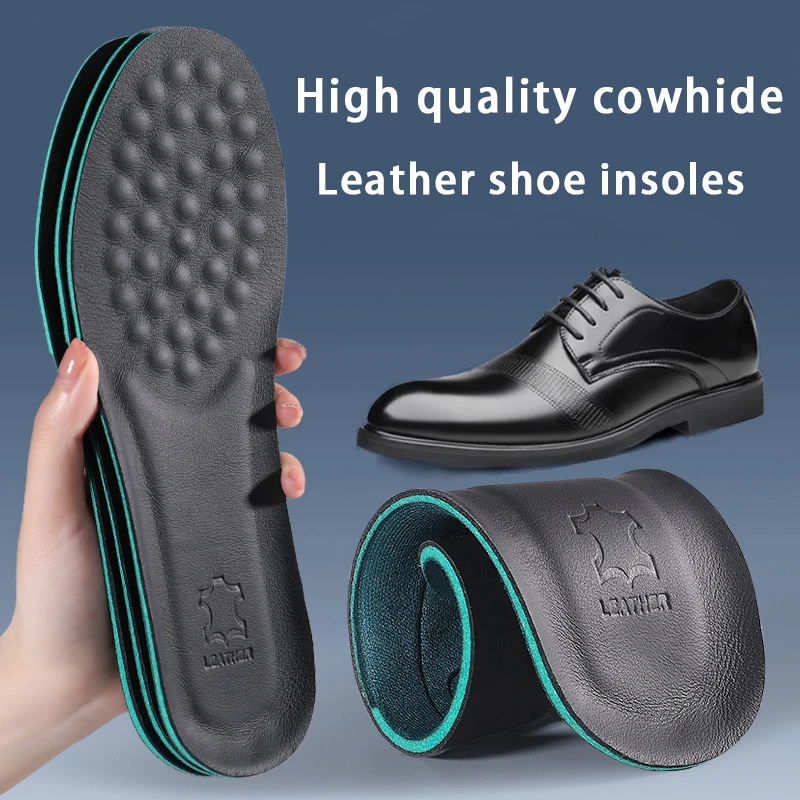 1 Paar/2 Paar Sport-Einlegesohlen aus Leder. Atmungsaktive Massage-Einlegesohle für Herren. Stoßdämpfende Schuhsohle. Weiche und bequeme Schuhpolster Image