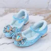 Disney Prinzessin Kinder Warme Winterschuhe für Mädchen Elsa Casual Glitter Kinder Flache Ferse Mädchen Schuhe Schmetterling Knoten Blau Rosa