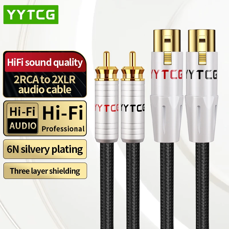 YYTCG Dual RCA Stecker auf Dual XLR Stecker HiFi Audio Kabel Power Verstärker Mixer RCA zu XLR Kabel für High-End Audio Ausrüstung Image