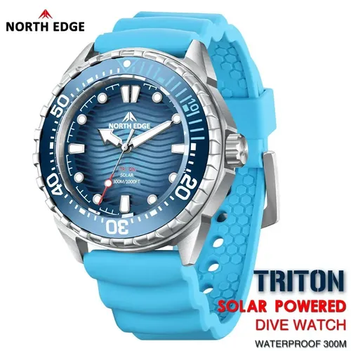 NORTH EDGE TRITON montre de plongée à énergie solaire hommes montres à Quartz de luxe pour hommes boîtier en acier inoxydable 316L étanche 300M 2025 nouveau