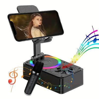 Portable Wireless Speaker With Mobile Phone Holder - 1200mah Battery 6 Hours Of Playback Time Loud Bass Includes Usb Charging Cable - Ideal For Home Car Outdoor Camping - Gift