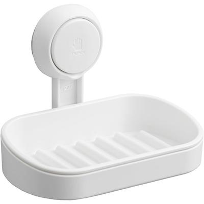 TAILI Double Layer Soap Dish Suction Cup Soap Holder, Strong Sponge Holder for Shower, Bathroom, Tub and Kitchen Sink, Drill-Free, Removable
