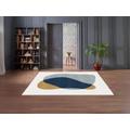Tappeto di motivo astratto 160 x 230 cm Bianco, Blu e Giallo - SANTORELA