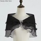 Coprispalle in chiffon di pizzo con spalle scoperte Scialli da sera per feste da sposa Mantella Abiti da sposa Coprispalle Top Bolero Colletto con volant da donna