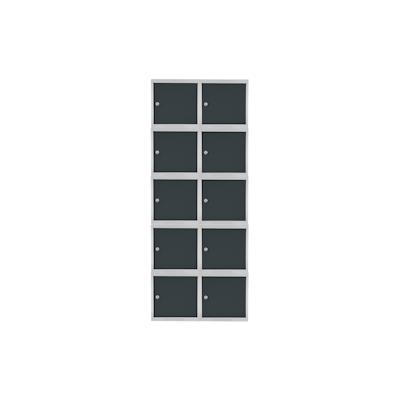 PROREGAL Mega Deal | 10x Schließfachwürfel Blocky mit Zylinderschloss + 2 Schlüssel | HxBxT 40x40x40cm | Anthrazit/Lichtgrau | Tresor, Schließfach Image
