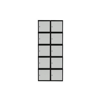 PROREGAL Mega Deal | 10x Schließfachwürfel Blocky mit Drehriegelschloss für Vorhängeschloss | HxBxT 40x40x40cm | Anthrazit/Lichtgrau | Tresor Image
