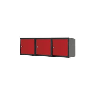 PROREGAL Mega Deal | 3x Schließfachwürfel Blocky mit Zylinderschloss + 2 Schlüssel | HxBxT 40x40x40cm | Anthrazit/Verkehrsrot | Tresor, Schließfach Image