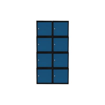 PROREGAL Mega Deal | 8x Schließfachwürfel Blocky mit Drehriegelschloss für Vorhängeschloss | HxBxT 40x40x40cm | Anthrazit/Enzianblau | Tresor Image