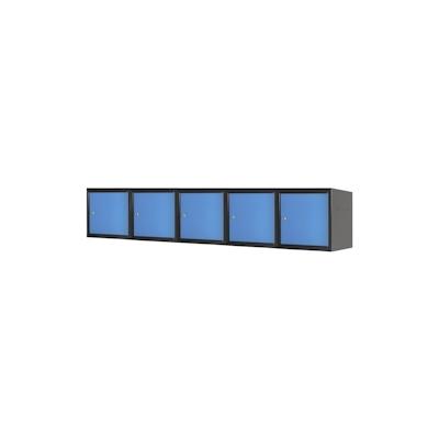 PROREGAL Mega Deal | 5x Schließfachwürfel Blocky mit Zylinderschloss + 2 Schlüssel | HxBxT 40x40x40cm | Anthrazit/Lichtblau | Tresor, Schließfach Image