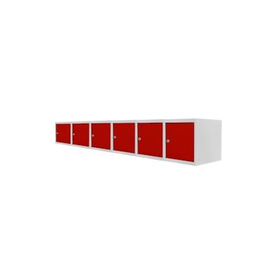PROREGAL Mega Deal | 6x Schließfachwürfel Blocky mit Zylinderschloss + 2 Schlüssel | HxBxT 40x40x40cm | Lichtgrau/Rot | Tresor, Schließfach Image