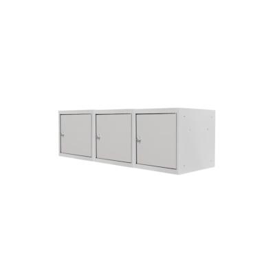 PROREGAL Mega Deal | 3x Schließfachwürfel Blocky mit Zylinderschloss + 2 Schlüssel | HxBxT 40x40x40cm | Lichtgrau | Tresor, Schließfach Image