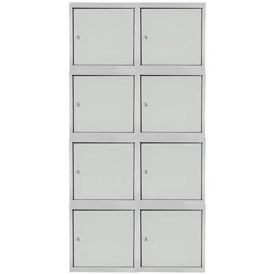 PROREGAL Mega Deal | 8x Schließfachwürfel Blocky mit Zylinderschloss + 2 Schlüssel | HxBxT 40x40x40cm | Lichtgrau | Tresor, Schließfach Image