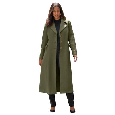 Plus Size Women's Long Wool Blend Coat by Roaman's in Dark Olive Green (Size 12 W) Winter Classic