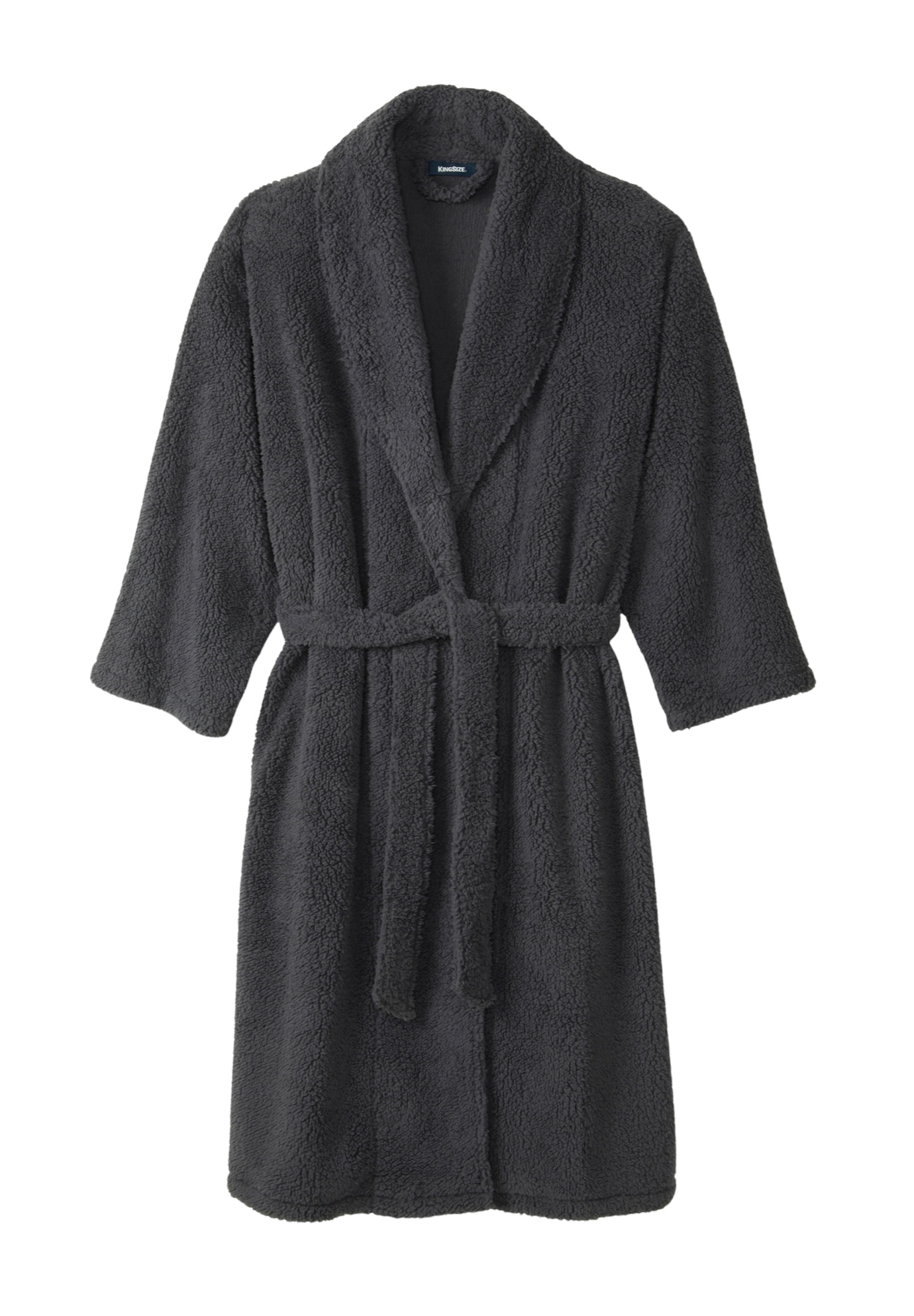 Men's Big & Tall Sherpa Robe by KingSize in Charcoal (Size 7XL/8XL)