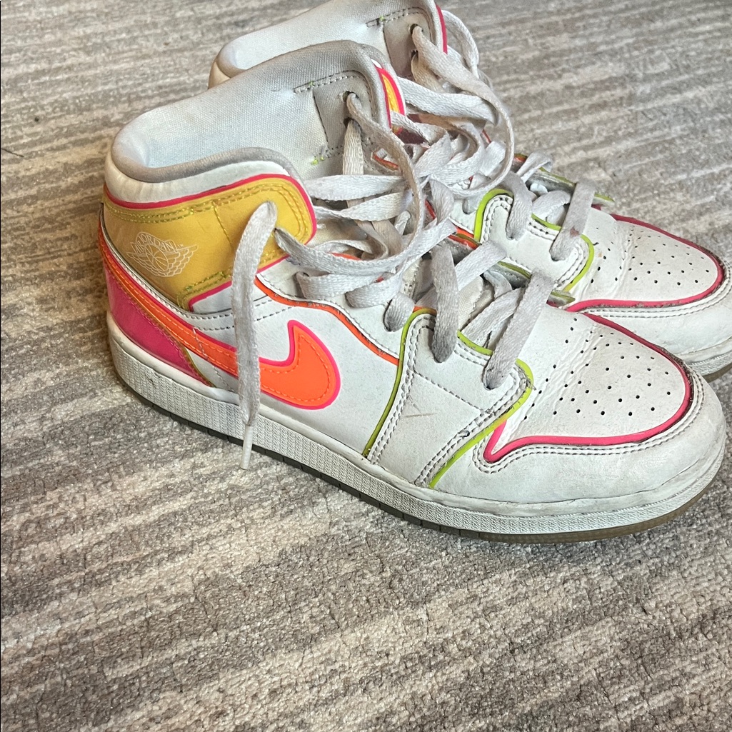 Nike Shoes | Kids Colorful Nike Air Jordan Sneakers | Color: Orange/White | Size: 5y