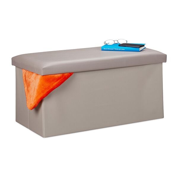 relaxdays Sitzbank aus Kunstleder grau grau, 76.5 cm