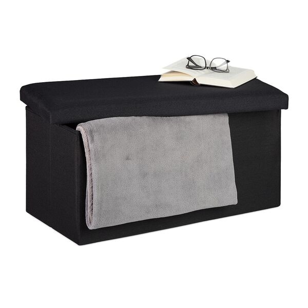 relaxdays Sitzbank in Leinen-Optik schwarz, 76.5x38 cm Image