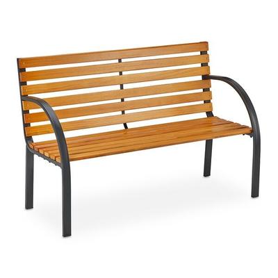 relaxdays Holz-Gartenbank mit Stahlrahmen, 114 cm