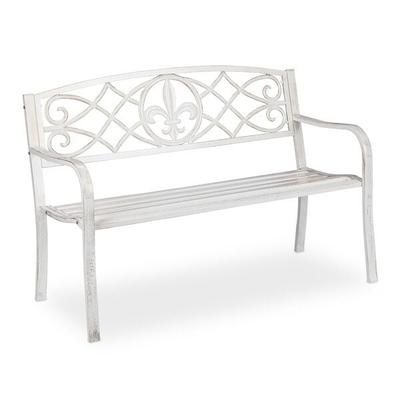 relaxdays Metall-Gartenbank für 2 Personen weiß, 118 cm Image