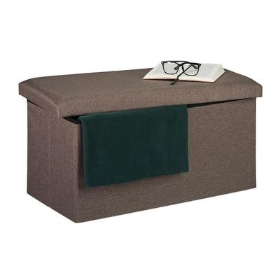 relaxdays Sitzbank in Leinen-Optik braun, 76.5 cm Image