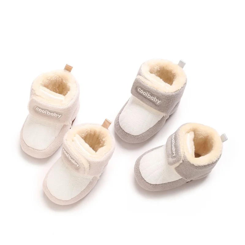 Winterschuhe aus dicker, warmer Baumwolle, Wanderschuhe mit weicher Sohle für Säuglinge und Kleinkinder, 0–18 Monate bequeme Babyschuhe für Neugeborene