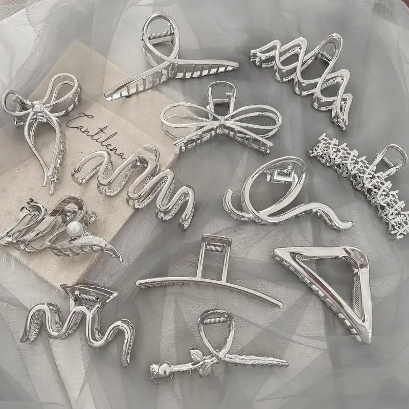 Ruoshui Frau Große Elegante Metall Silber Waschen Gesicht Haar Krallen Neuheit Haarnadeln Punk Stil Haarspangen Mädchen Haar Clips Hairgrip