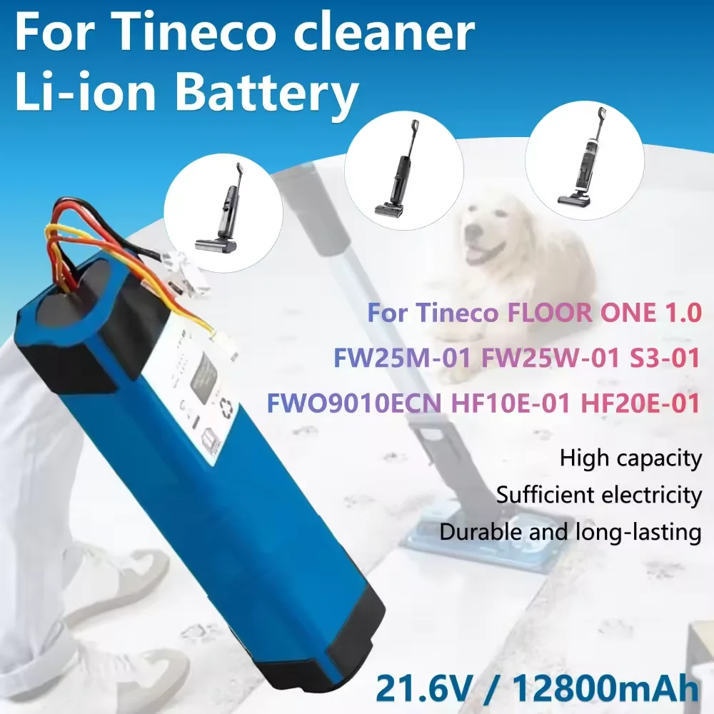 100% Original 12800 mAh Für Tineco FLOOR ONE 1,0 FW25M-01 FW25W-01 FW09010ECN HF10E-01 HF20E-01 S3-01 staubsauger Batterie Image