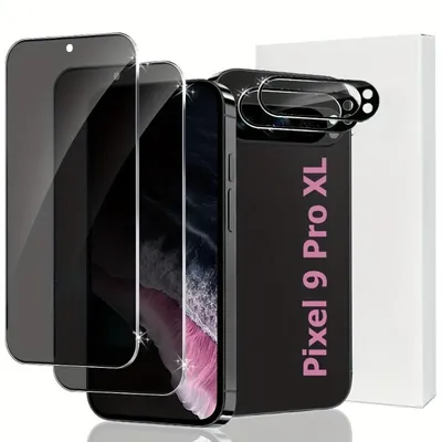 2+2 Pack Screen Protector for Google Pixel 9 Pro XL 8 Pro 7A 6A 5A 4A 2pcs Privacy Screen Protector & 2pcs Camera Lens Protector