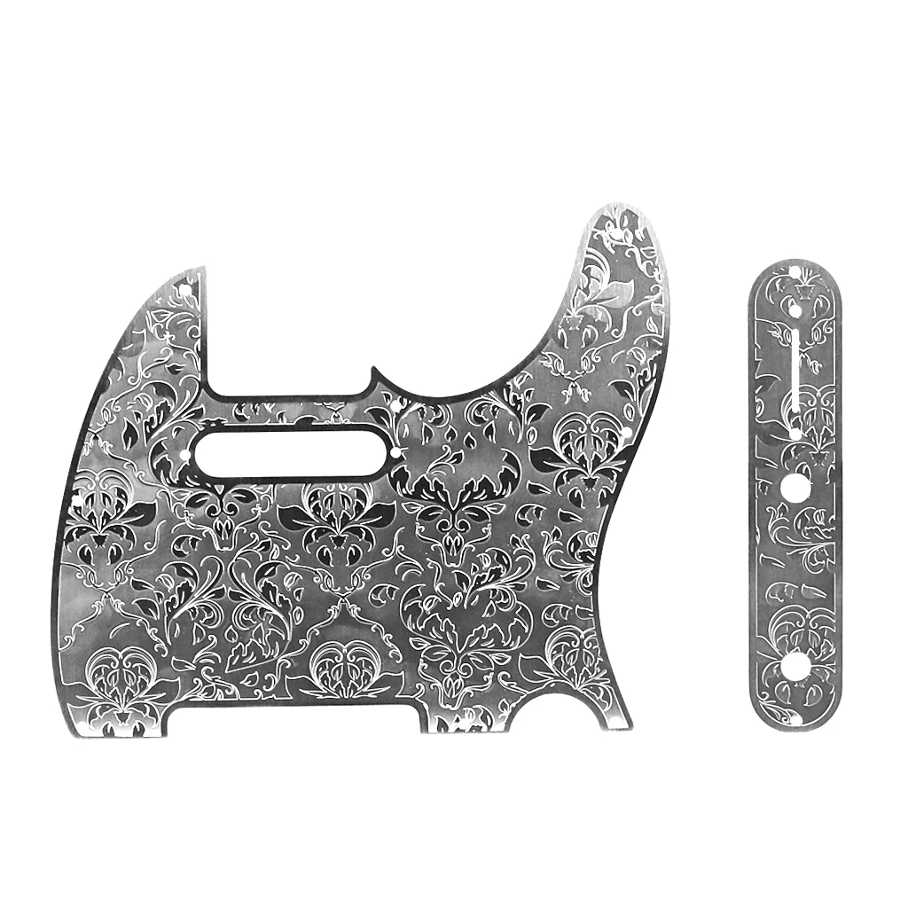 8-Loch-Gitarren-Schlagbrett aus Metall mit Steuerplatte – geschnitztes Muster für Tele-E-Gitarre, stilvolles und funktionelles Ersatzteil Image