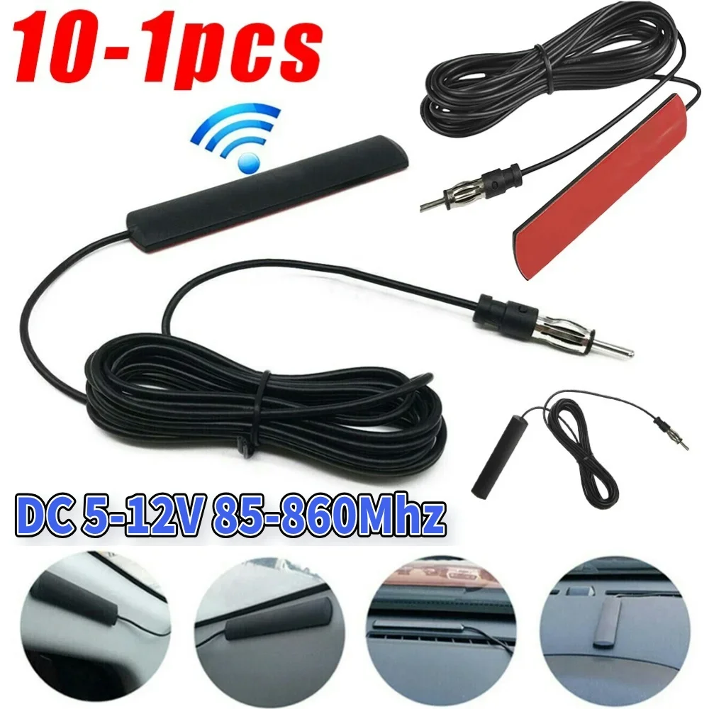 DC5-12V Auto-Innenraum, versteckte verstärkte Antenne, elektronische Auto-Radioantenne, 85–860 MHz, Autoradio-Patch-Antenne für PKW, LKW Image