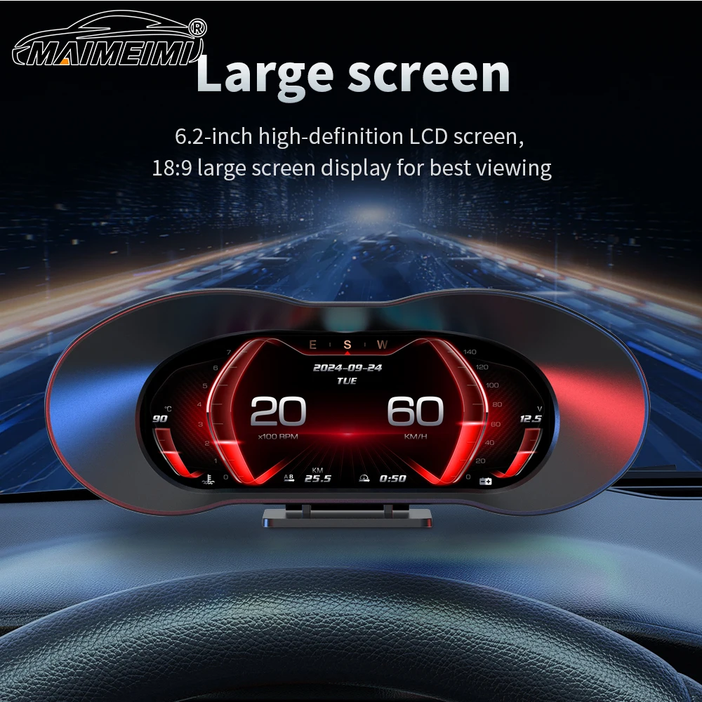 Neue P5 OBD2 Auto HUD LCD Neigung Meter an Bord Computer Digital Head Up Display Auto Display Alarm Wasser Öl Temp Turbine druck Image