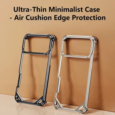 Oatsbasf Metal Frameless Phone Case for iPhone 17 Air/17 16 15 Pro/Pro Max Ultra-thin Magsafe Phone Case Air Cushion Shockproof