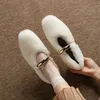 Neue Niete Perle Schaffell Einteilige Retro Wildleder Einzelne Schuhe Mädchen Nette Runde Kopf Mary Jane Wildleder Warme frauen Schuhe größe 40