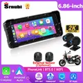 Srnubi 6.86 "2K Moto DVR Dash cam Touch Screen GPS Navigatore Moto Wireless Carplay Android Auto Casco Bluetooth