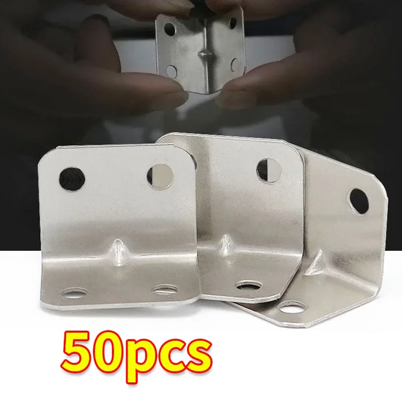 50 Stück Eckwinkel 90 Grad 4-Loch, für Tische, Stühle, Schränke, Kleiderschränke, feste Verbindungsstücke, Möbelreparatur Image