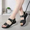 Frauen Weibliche Damen Mutter Echtes Leder Schuhe Sandalen Wohnungen Weiche Haken Schleife Koreanische Bling Sommer Strand Größe 35-43