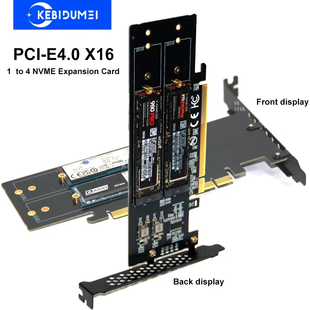 PCle4.0 X16 auf 4xNVME M.2 Erweiterungskarte M.2 SSD GEN4 PCIe4.0 PC Motherboard X1 X4 X8 X16 Erweiterungskarte für 2230 2242 2260 2280 Image