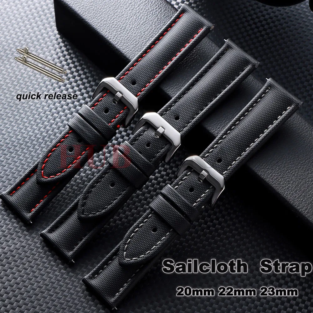 20mm 22mm 23mm Premium Segeltucharmband Wasserdichtes Nylon-Uhrenarmband Strapazierfähiges Nylon Sport-Schnellverschluss-Armband Armband für Herren Image