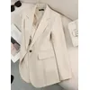 Frauen koreanisch 2024 schwarz beige elegante Single Button Blazer Herbst Winter lila rot lang ärmelig plus Größe Festival Tops einfach