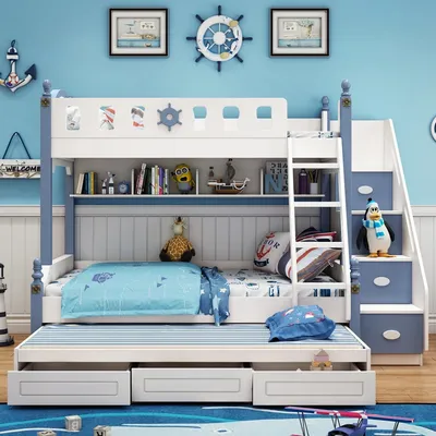 Bunk Bed Childrens Toddler Baby Crib Bassinet Montessori Trundle Princess Monster Wooden Hut Mezzanine Cradle Cot Letto Bambini