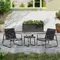 Ensemble de meubles de jardin pour 2 personnes, 3 tables basses avec 2 fauteuils de jardin, salon bistro avec structure en métal, pour jardin, balcon