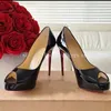 Klassische glänzende Lackleder Sexy Peep Toe Elegante Damen Pumps Plattform Slip On Stiletto Pumps Bürodame Prägnante Anzugschuhe