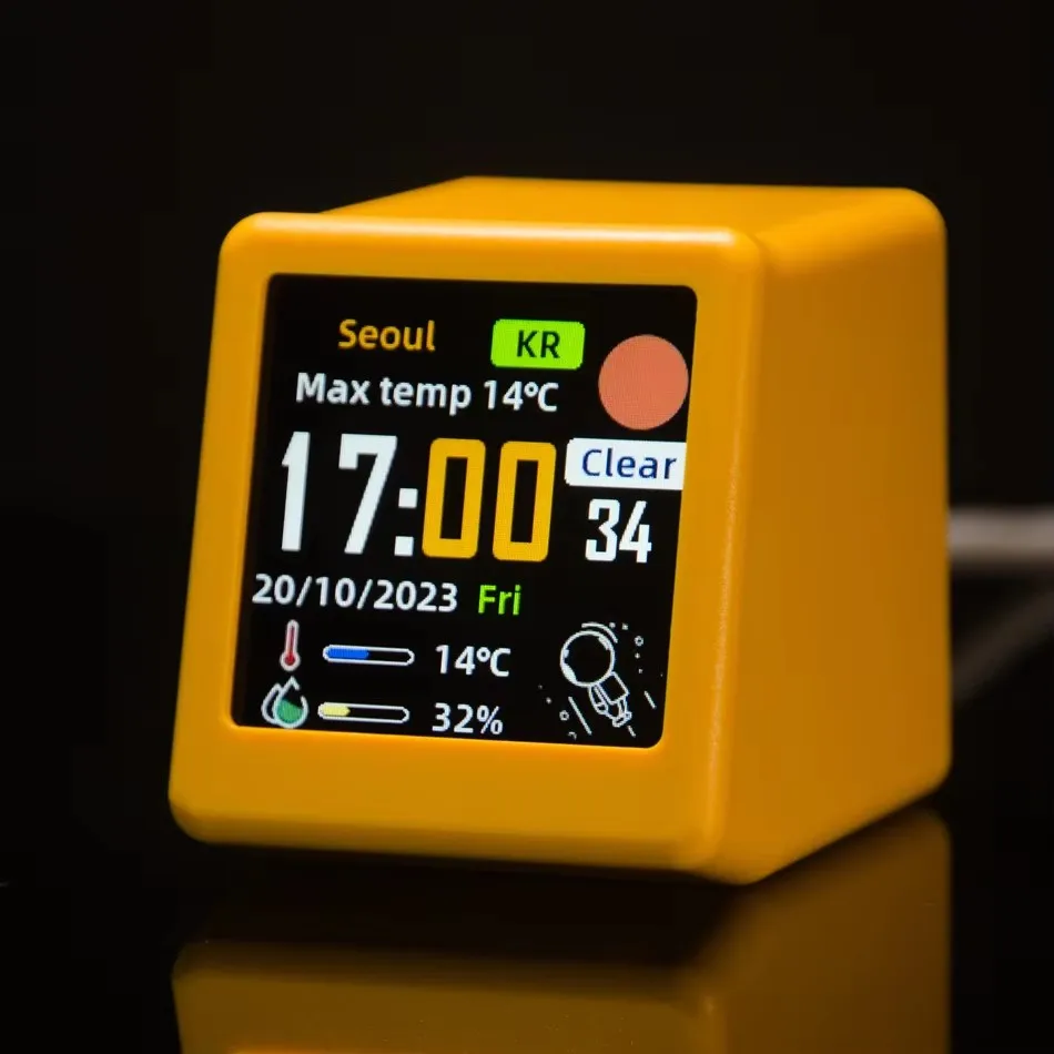 Horloge météo intelligente, Station météo WIFI pour prévisions précises et surveillance Bitcoin, ornements numériques créatifs pour bureau