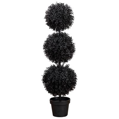 Nearly Natural 3Ft. Uv Resistant Artificial Halloween Black Triple Ball Boxwood Topiary (Indoor/Outdoor)