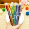 5Pcs Transparent Cartoon Ballpoint Pen 6 Colors Creative Colorful Swivel Supplies School Office Supplies Students