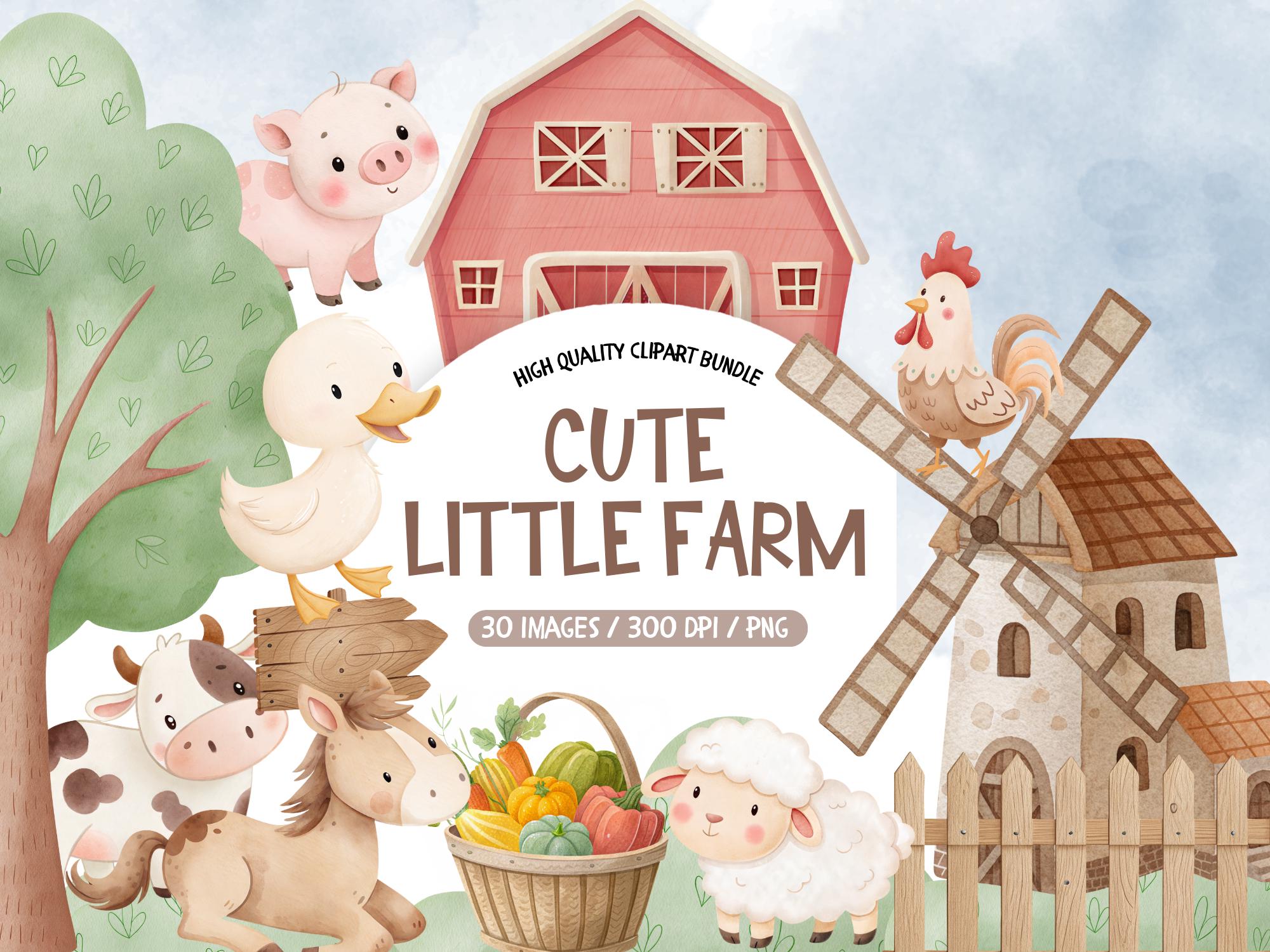 Simpatici animali da fattoria in formato PNG, Clipart di fattoria, Clipart di animali da fattoria, Clipart di cuccioli di animali da fattoria, Clipart