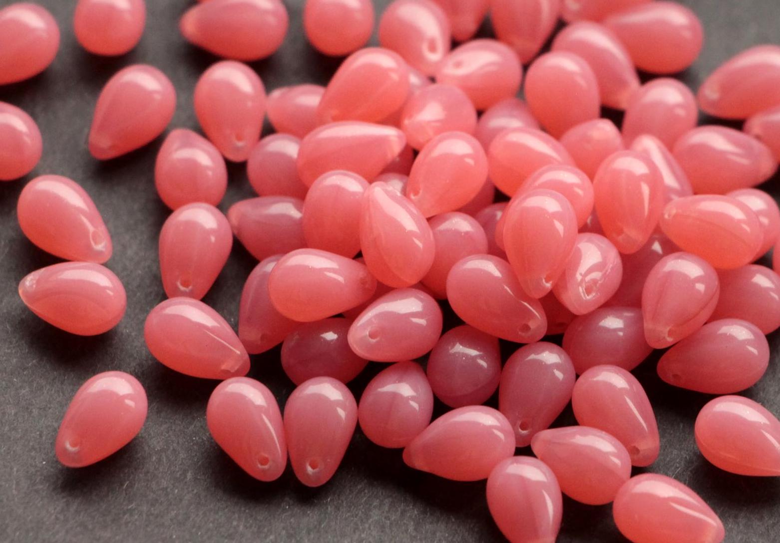 25 pezzi di perline di vetro ceco rosa opale rosa 6 x 9 mm, gocce di vetro rosa opale rosa Briolette 9 x 6 mm